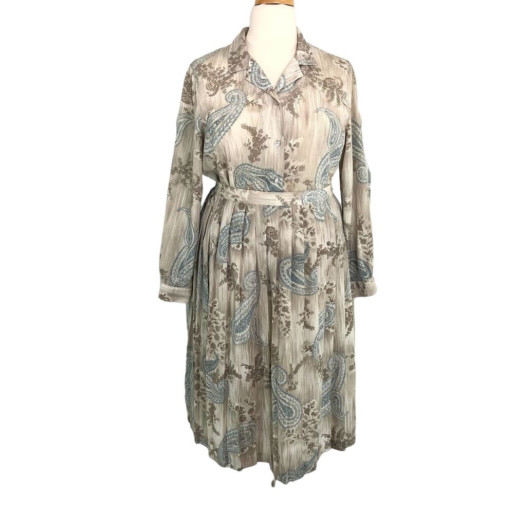 Chiffon Midi Pleated Skirt Suit Set Paisley Long Sleeves Size 16 Alfred Dunner
